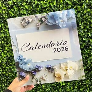 2026 Calendario ABBA Vintage Flores Azules y Blancas