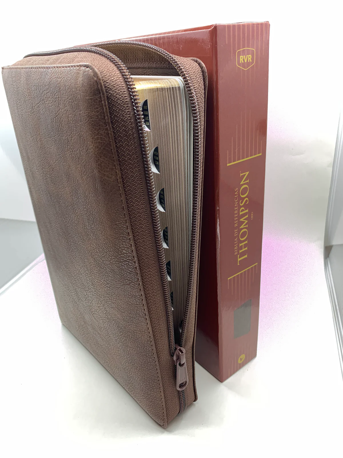 Bíblia de estudio Thompson Reina Valera revisada cierre índice café - Imagen 3